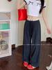 2025 Women's Retro Plaid High-Waist Wide-Leg Pants: Spring/Summer Casual, Versatile, Loose Fit, Floor-Length Trousers