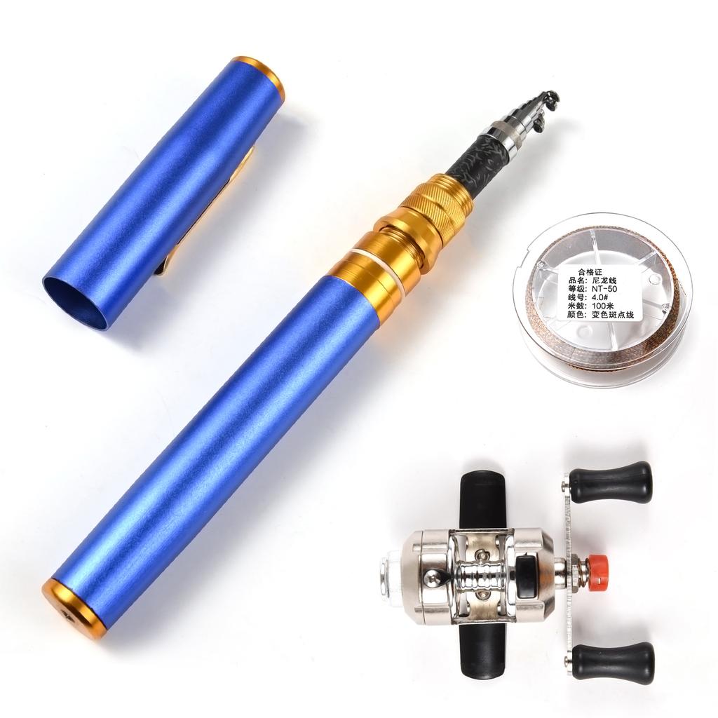 Tragbarer Taschenteleskop-Angelruten- und Angelrollen-Kombinationen in Mini-Stiftform, 1,95 m