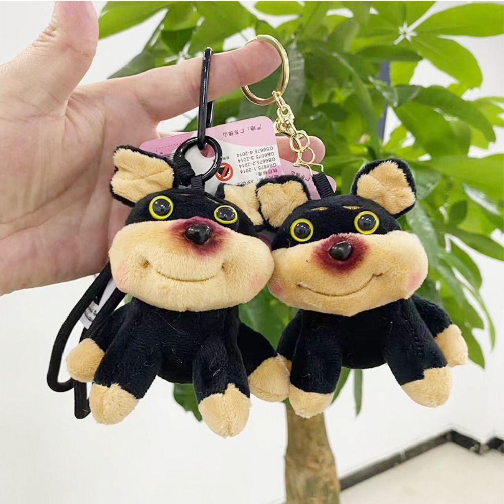 with Hat Bee Puppy Bag Pendant Cartoon Bee Dog Keyring 3D Bee Dog Doll Keychain  Car Accessories