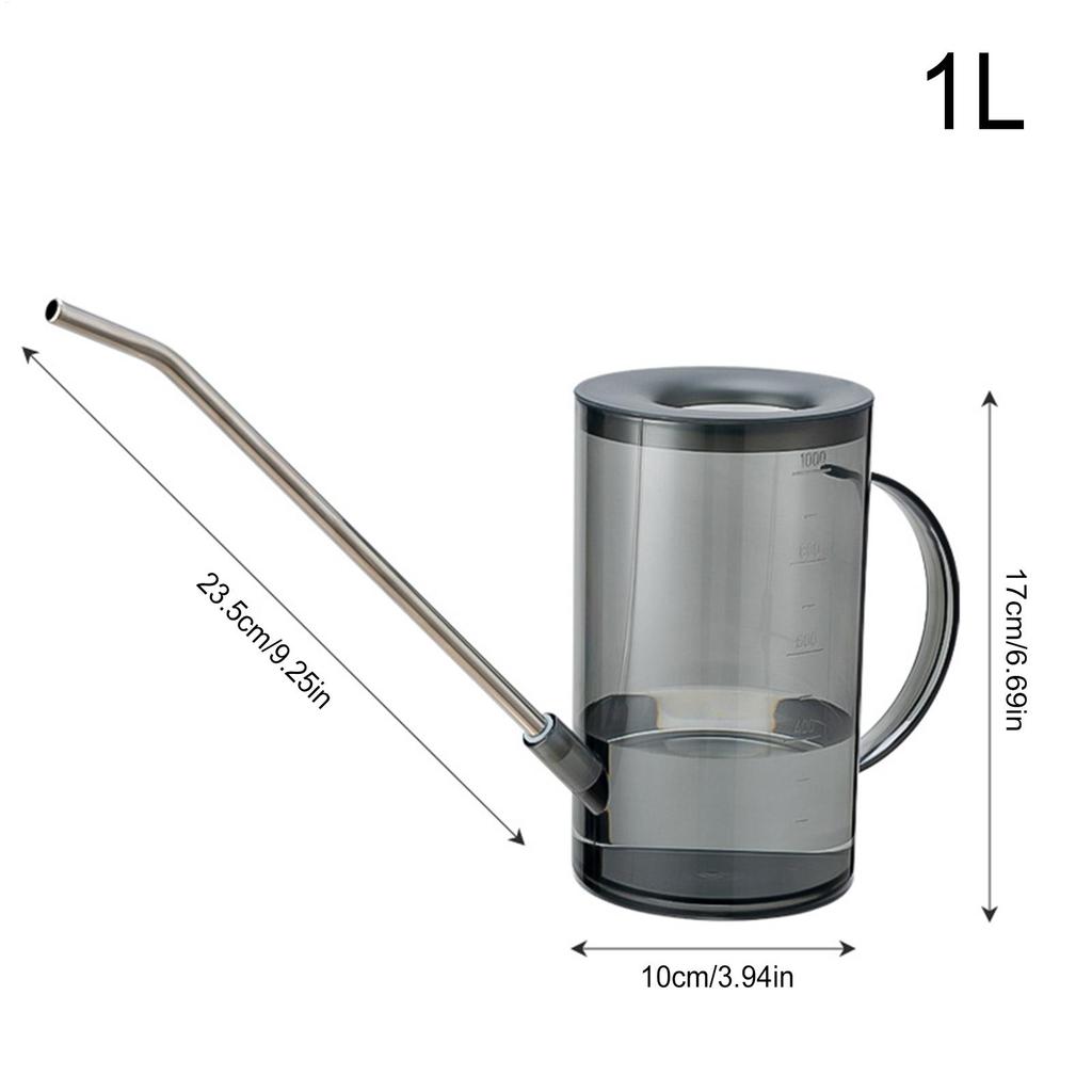 1L Long Spout Watering Can with Handle Detachable Lid Garden Irrigation Spraying Pot for Indoor Outdoor Plants Flower Office