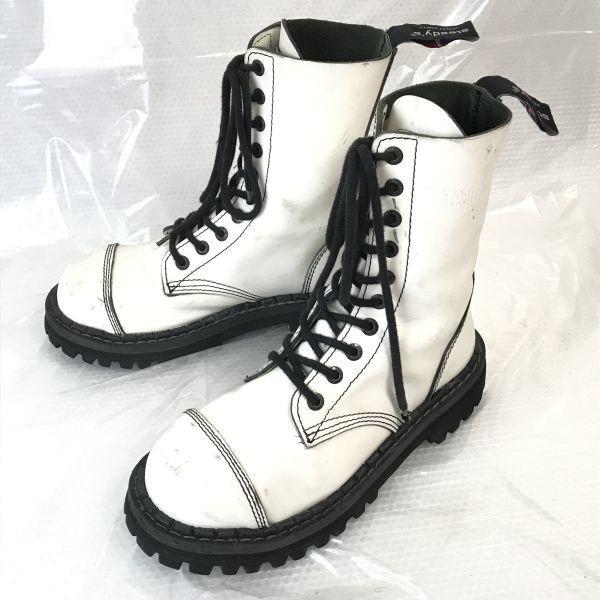 

England Steady s Street Boots Leather Steel Toe White 39 / 24.5 Approx Thick Sole