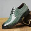 Fashion New Men's Pointed Crocodile Pattern Leather Derby Casual Shoes Male Wedding Dress Homecoming Footwear Zapatos Hombre