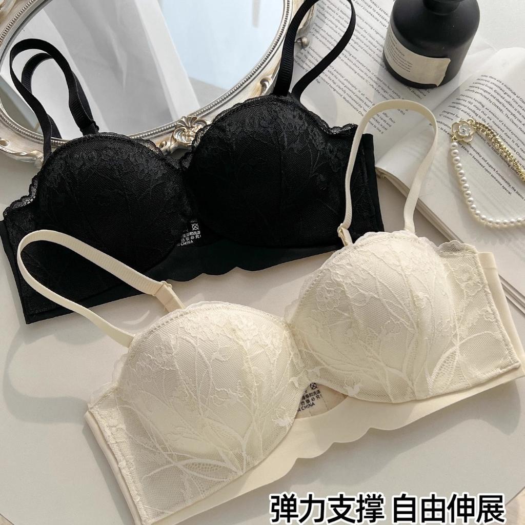 New small egg lace underwear women's small breasts gather and show large breasts round cup no steel ring bra