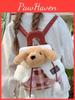 Cute Plush Dog Cartoon Backpack With Canvas Material And Drawstring Closure For Daily Use