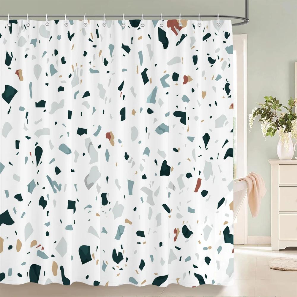 Modern Simple Mosaic Shower Curtain Waterproof Bath Curtains with 12 Hooks for Bathroom Home Decoration Polyester Fabric Screen