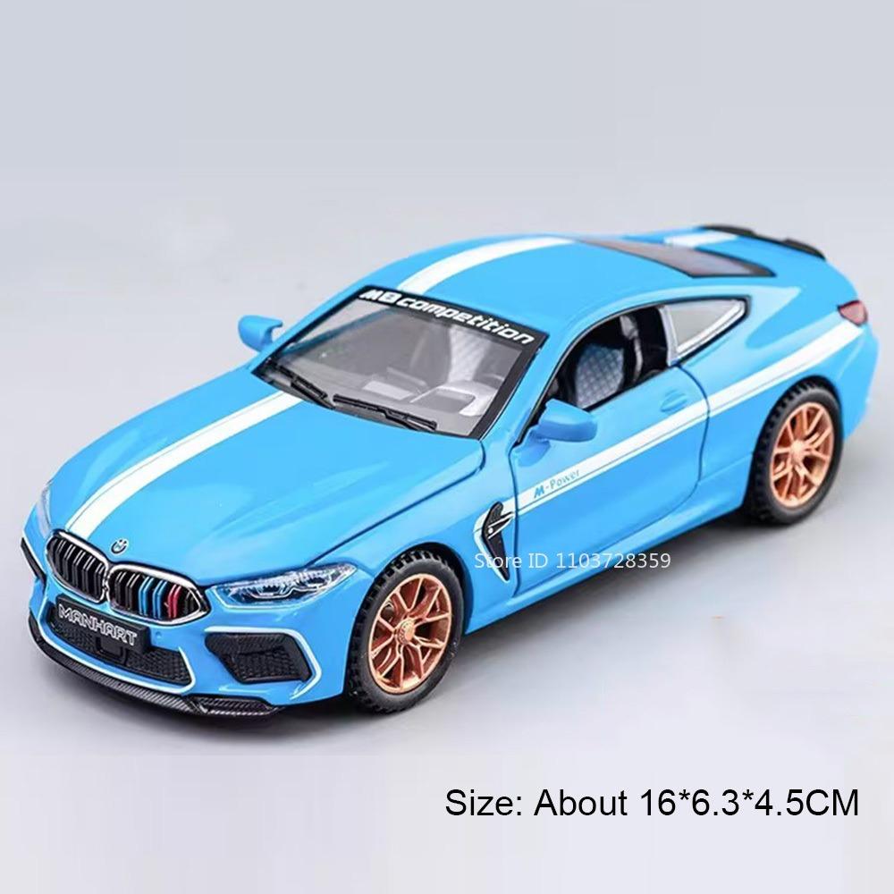 1:32 Scale M8 Model Toy Miniature Supercars Alloy Diecast Sports Cars Sound Light Doors Opened Pull Back Ornament for Kids Gifts