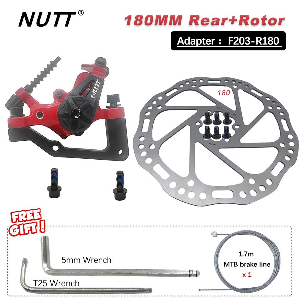 NUTT MTB Mountain Bicycle Discs Brake Red Color Brakes Line Caliper 160MM Disk 180MM Rotor For BMX Scooter Front Rear Bike Parts
