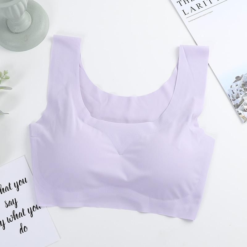 Comfortable Plus Size Wireless Seamless Ice Silk Sports Bra with Beautiful Back Design