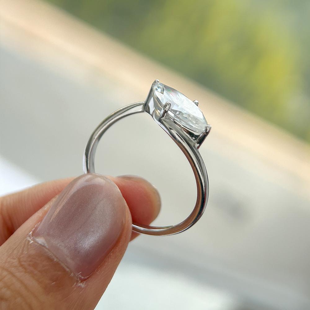 East West 1/2CT Marquise Cut Moissanite Ring for Women  Copper18K Gold Plated Bypass Solitaire Diamond Wedding Band Jewelry