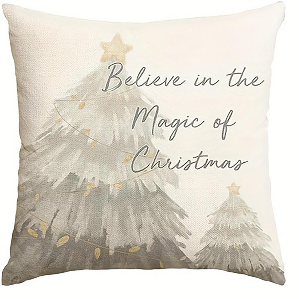 Festive Christmas Pillow Covers: Magic, Deer, Tree, and Snowflake Designs Sofa bed cushion cover, New Year home decoration