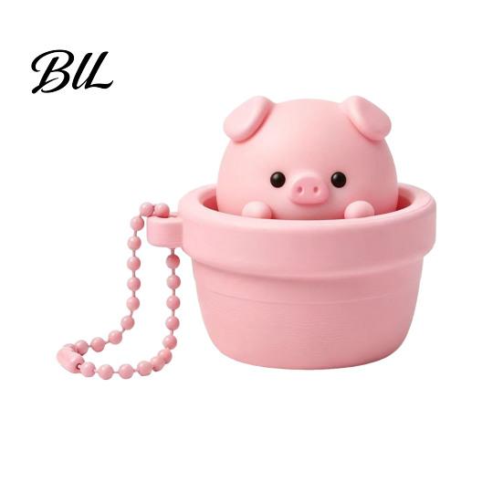 Portable Stress Reliever Potted Pig Clicker Toy with Bead Chain, Clicky Button Fidget Relief Gadget for Relief, Finger Backpacks School Bags