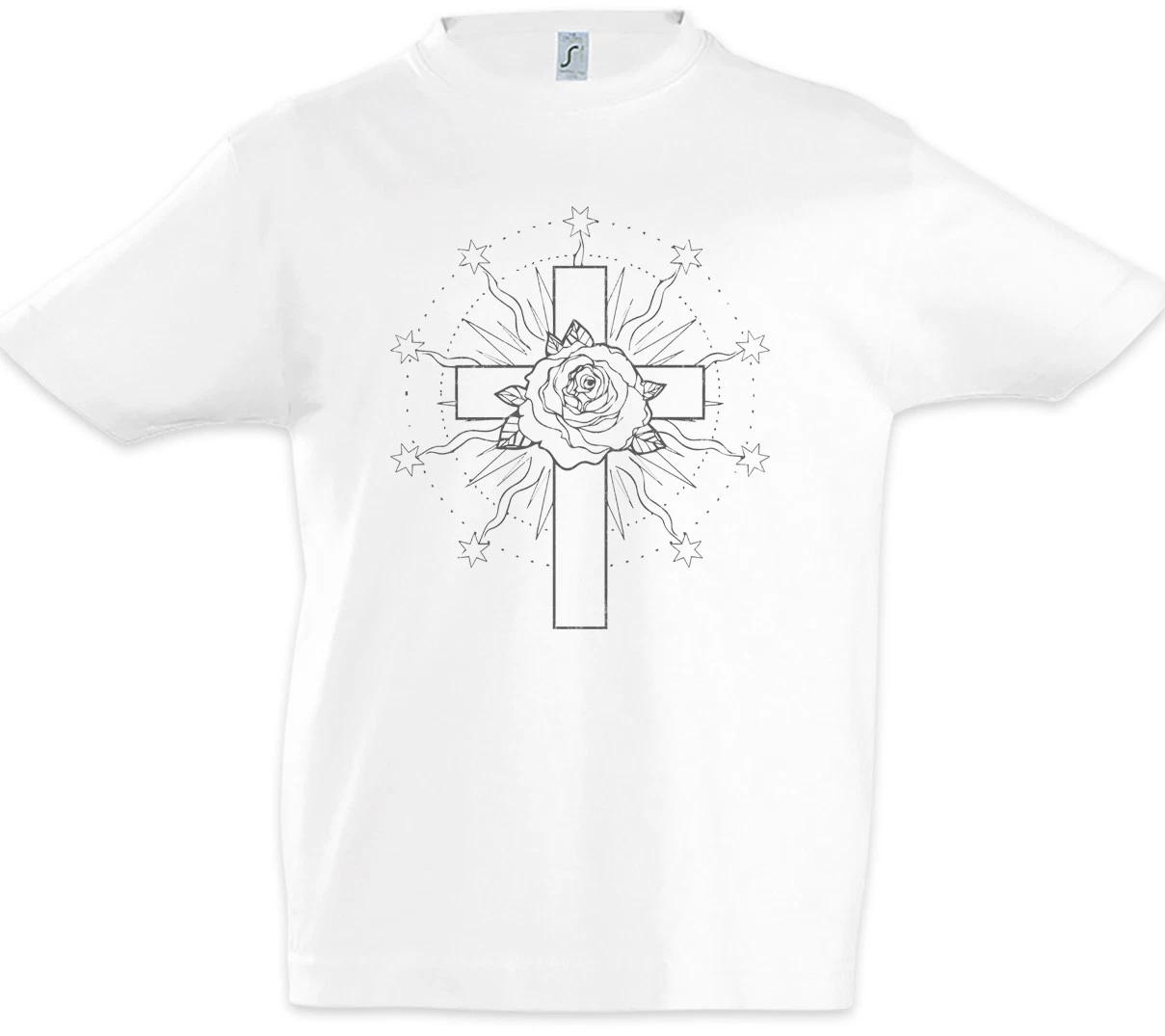 

Rose Cross III Kids Boys T-Shirt Symbol Tattoo Roses Christian Christ Artist Art 100