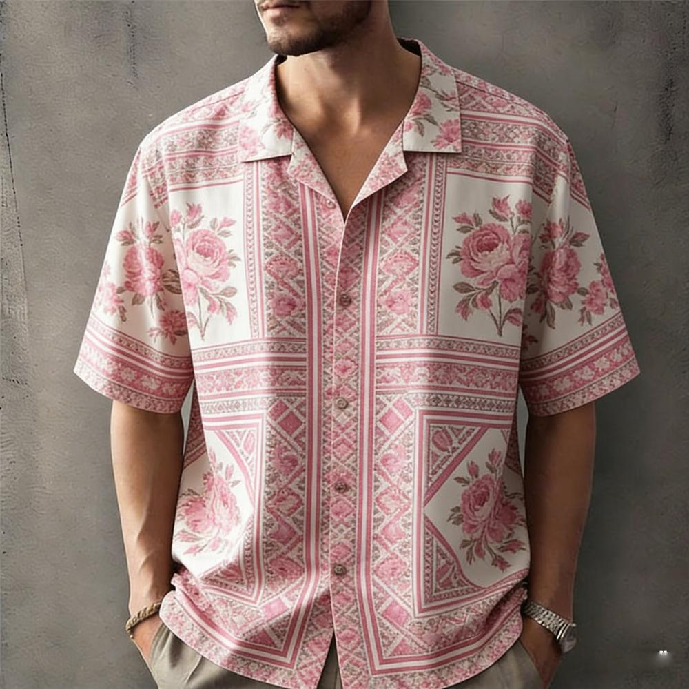 Summer Casual Holiday Beach Shirt 3D Fun Pattern T-shirt Retro Short Sleeve Street Vacation Outdoor Men's and Women's Shirt