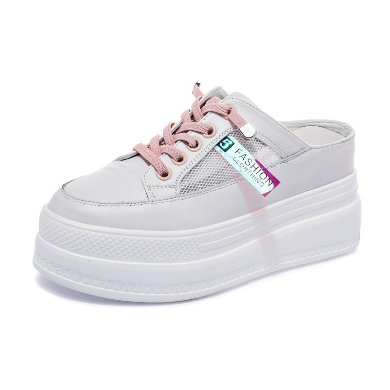 

8CM Platform Shoes Woman Summer Thick Soled Sandals Genuine Leather Casual Sport Closed Toe Sandal Footwear Sandalias Mujer 39