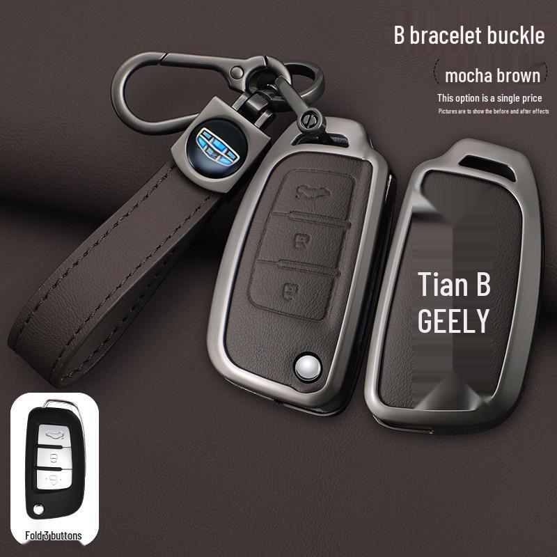 Geely Car Folding Key Cover for Vision X3, King Kong, Panda S1, X1 - Metal Shell with Buckle
