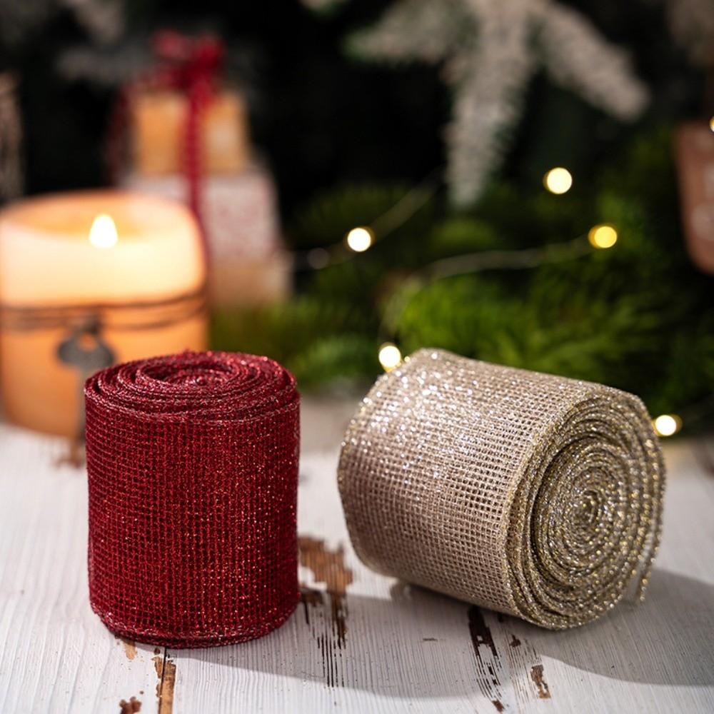 Welliges Bindungs-Weihnachtsbaum-Netzband 1 Rolle 179,13 Zoll Metallisches Netzband Geschenkverpackung