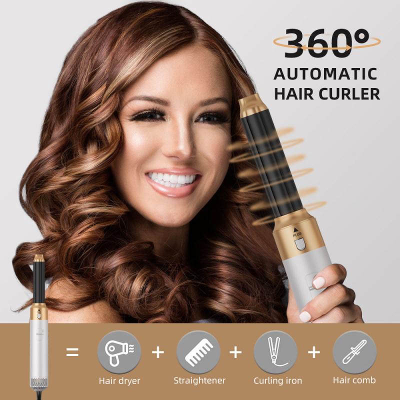 Set Spazzola ad Aria Calda Intercambiabile 5 in 1, Asciugacapelli Multi-Funzione Professionale, Arricciacapelli, Piastra, Styler ad Aria Calda da 1000W per Tutte le Acconciature