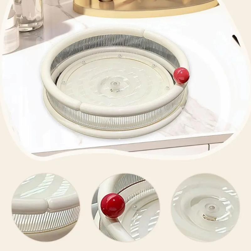 Rotating Cosmetic Storage Shelf With Adjustable Compartments Waterproof Kitchen Counter Organizers Easy Assembly Compact Home Decors