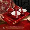 Exquisite Ceramic Double Happiness Wedding Teacup & Bowl Gift Set