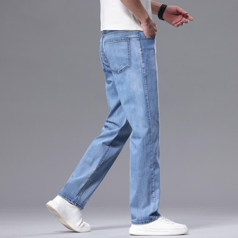 Pierre Cardin Men's Lightweight Lyocell-Linen Blend Straight Jeans