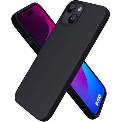 Schutzhülle - E.F.CONNECTION - für iPhone 15 Plus - Flüssigsilikon - Ultra Slim - Schwarz