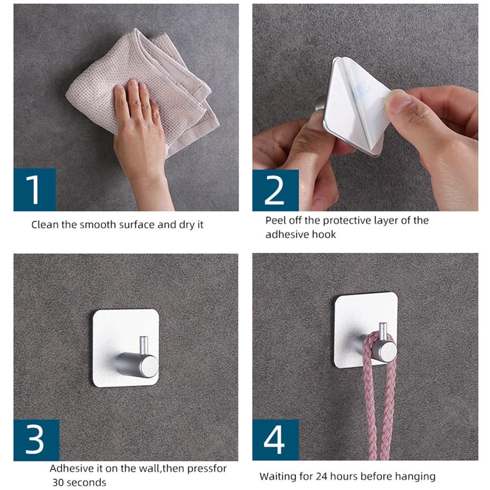 Seamless Metal Space Aluminum Hook for Bathroom & Kitchen