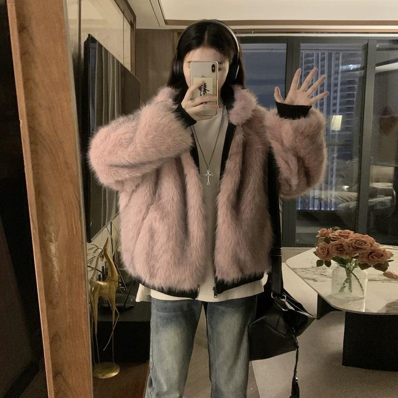Double Sided Winter Coat Women Clothing Imitation Mink Fur Fur Hooded Cotton Jacket Female Warm Cotton-padded Clothes Outerwear