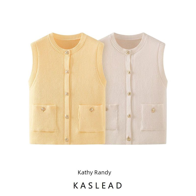 Kaslead New Women Clothes Western Style Fashion Simple and Versatile Sleeveless Knit Vest 6771059
