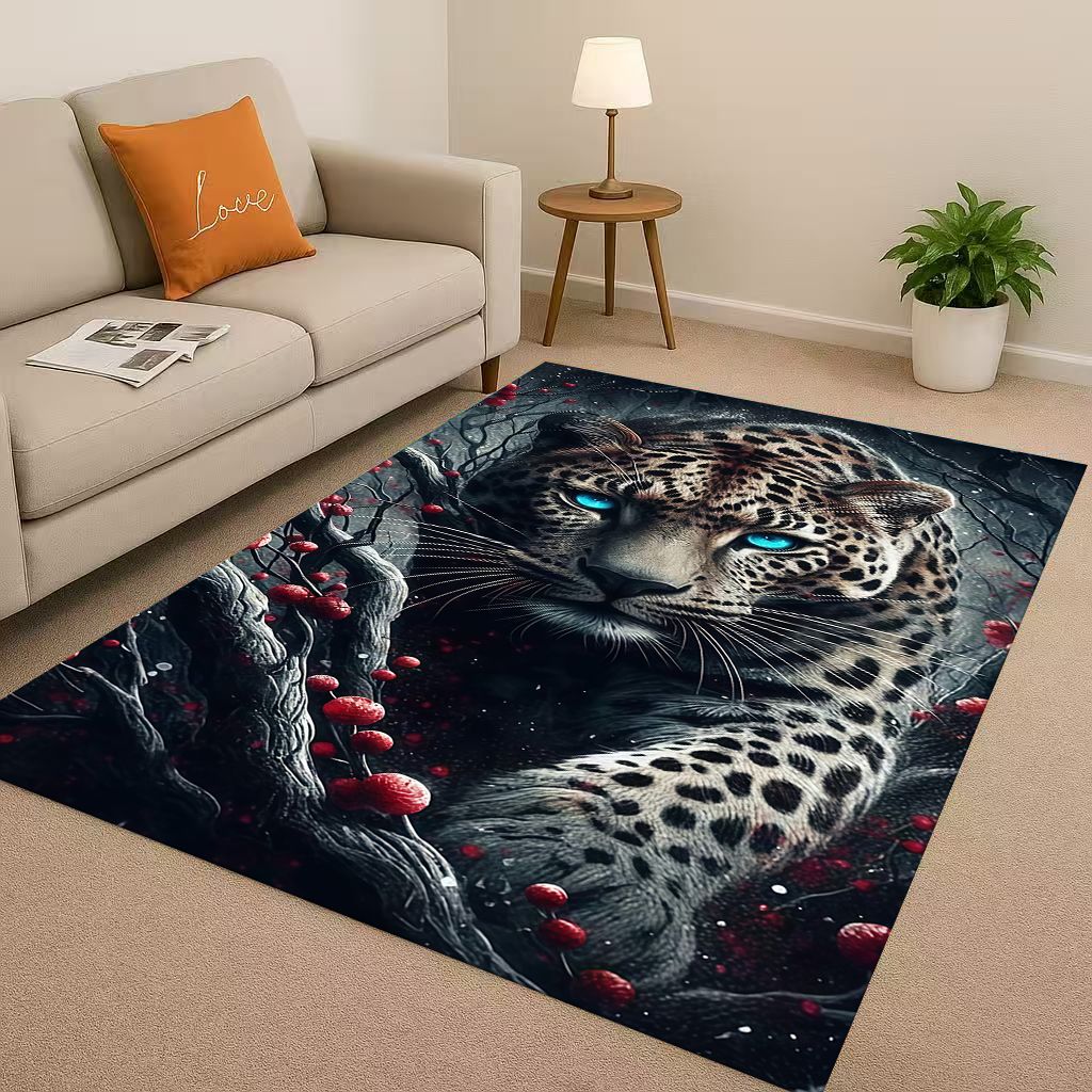 3D Cheetah Leopard Beast Living Room Non Slip Area Rug Soft Carpet for Bedroom Playroom and Sofa ,Easy Clean Home Decor Doormat