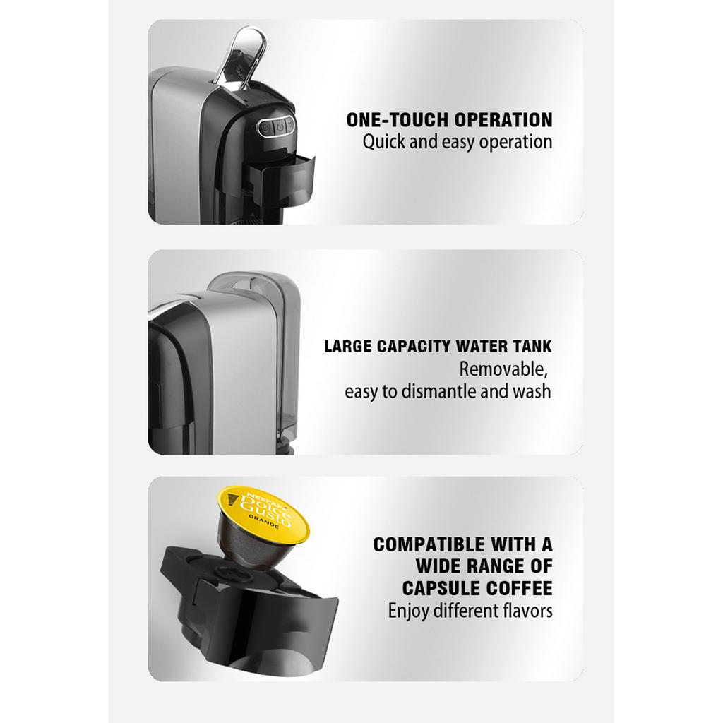 3 v 1 kapslový kávovar, plně automatický, malý přenosný, domácí kancelářský, univerzální kávovar na prášek