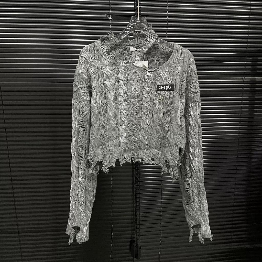 "Women's Lazy Style Knitted Sweater - Autumn Dirty Design"