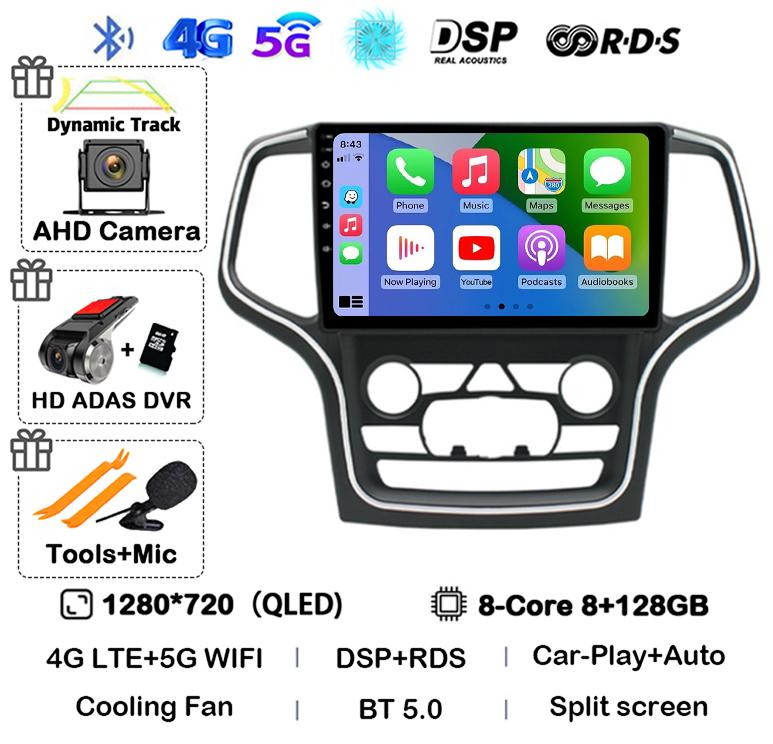 Android 14 Wireless Carplay Auto 4G+WIFI For Jeep Grand Cherokee WK2 2014-2017 Navigation GPS Car Radio Multimedia Video Player