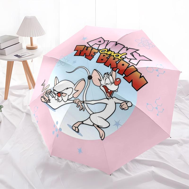 Pinky and the Brainpattern, automatic folding umbrella, portable and foldable design, 8 ribs, a Christmas or birthday gift.