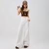Spring Summer Off White High Waist Slim Horse Hoof Floor Flare Denim Pants For Women Casual Pants Oversize Denim Trousers