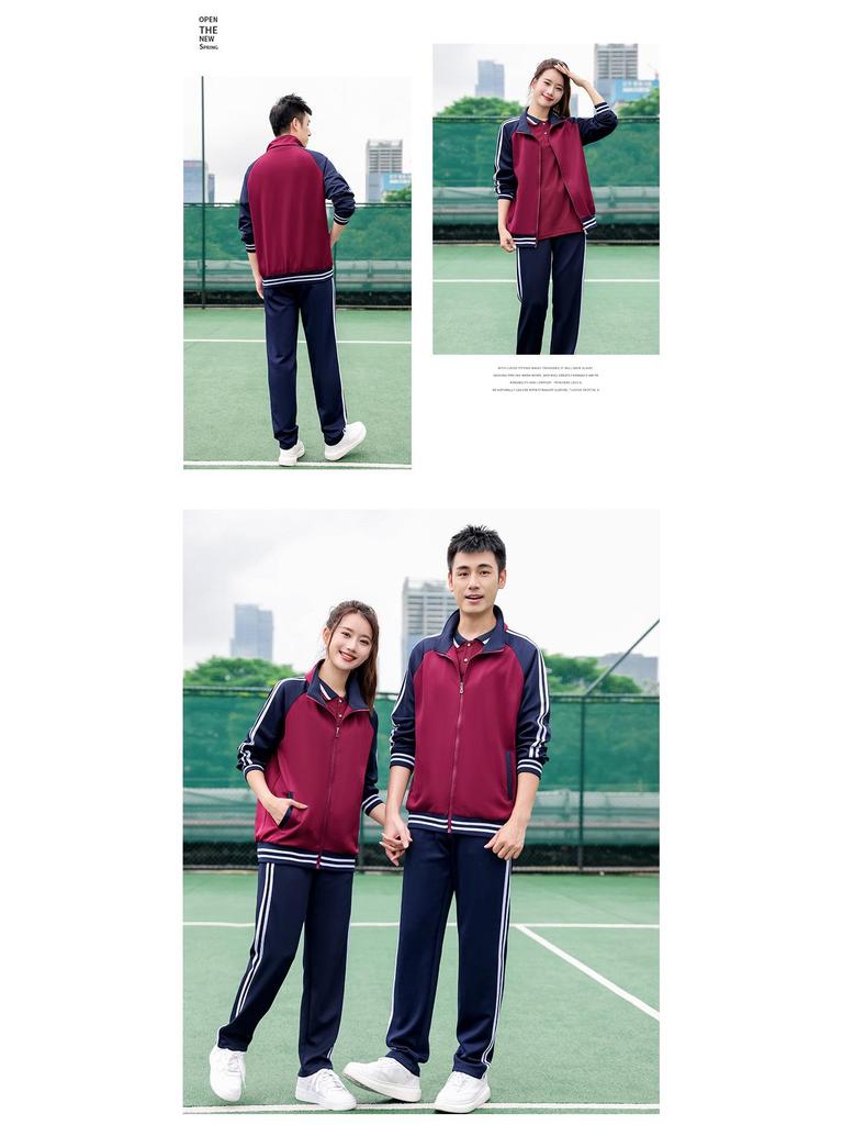 Trendy Blue-Green School Uniform Set: Zip-Up Jacket & Shirt for Junior & High School Students