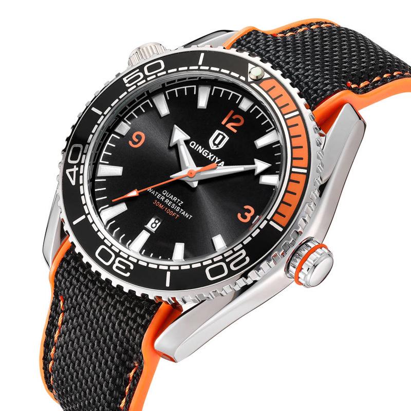 QINGXIYA Sports Men's Quartz Watch, Waterproof Silicone Strap with Calendar