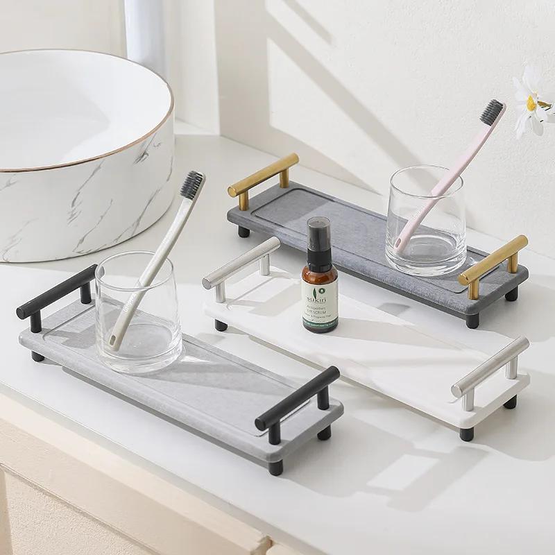 Sink Caddy Instant Dry Kitchen Bathroom Organizer, Diatomaceous Earth Water Absorbing Quick Stone Drying Soap Bottles Mat Tray