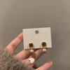 Drip Oil Square Pearl Stud Earrings Elegant Versatile Earrings Light Luxury High Sense Niche Earrings Women