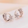 Leaf-Shaped Rhinestone Earrings - White Crystal Studs for Women