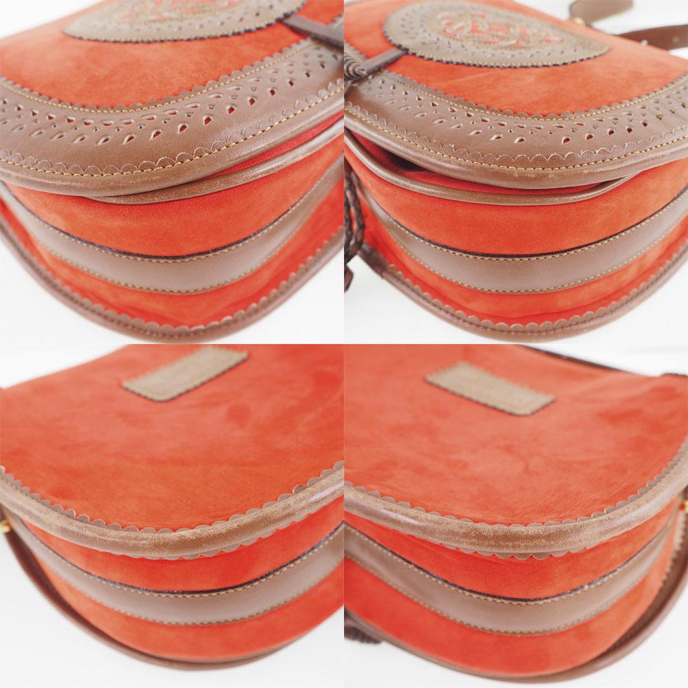 LOEWE Seville collection Shoulder Bag anagram Orange/Brown Suede/leather Women Used