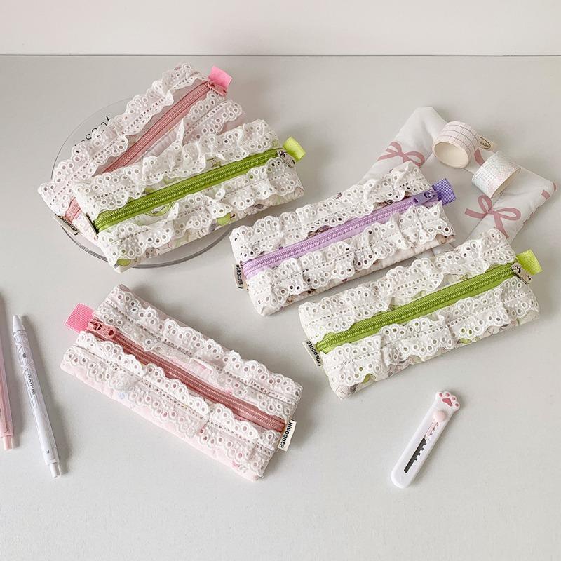 1 Pc Cute Korean Fashion Pencil Pouch Mini Kawaii Causal Jacquard Knitted Pencil Case Stationery Storage Bag Student Supplies