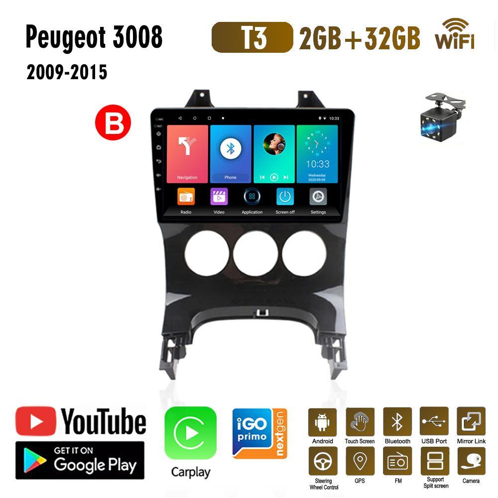 מערכת ניווט GPS לפיג'ו 3008 2009-2015 2 דין אנדרואיד WiFi לרכב נגן מולטימדיה אוטומטי סטריאו FM רדיו יחידת ראש 2+32GB