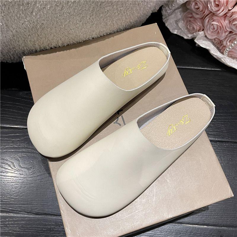 

Вітер ретро м яка шкіра сумка на одну педаль голова половина тапочок жіноче взуття м яка шкіра нові сандалі 40