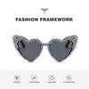 Travel Accessories Sun-Protective Heart-Shaped Sunglasses Hip Hop Rhinestone Decoration Driving Glasses Eyewear Party Glasses