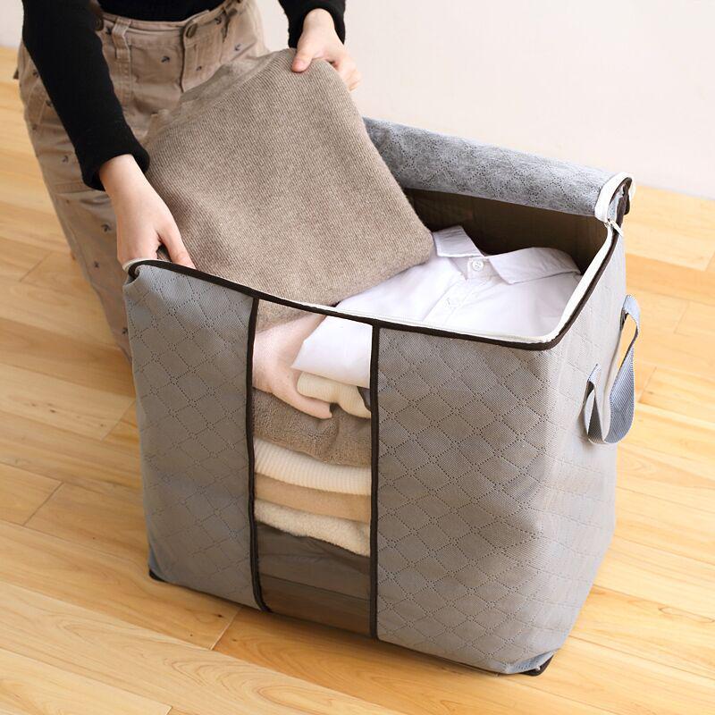 Large Capacity Non-woven Fabric Clothes Organizer, Dustproof & Moistureproof Quilt Storage Bag 60x40x35 cm