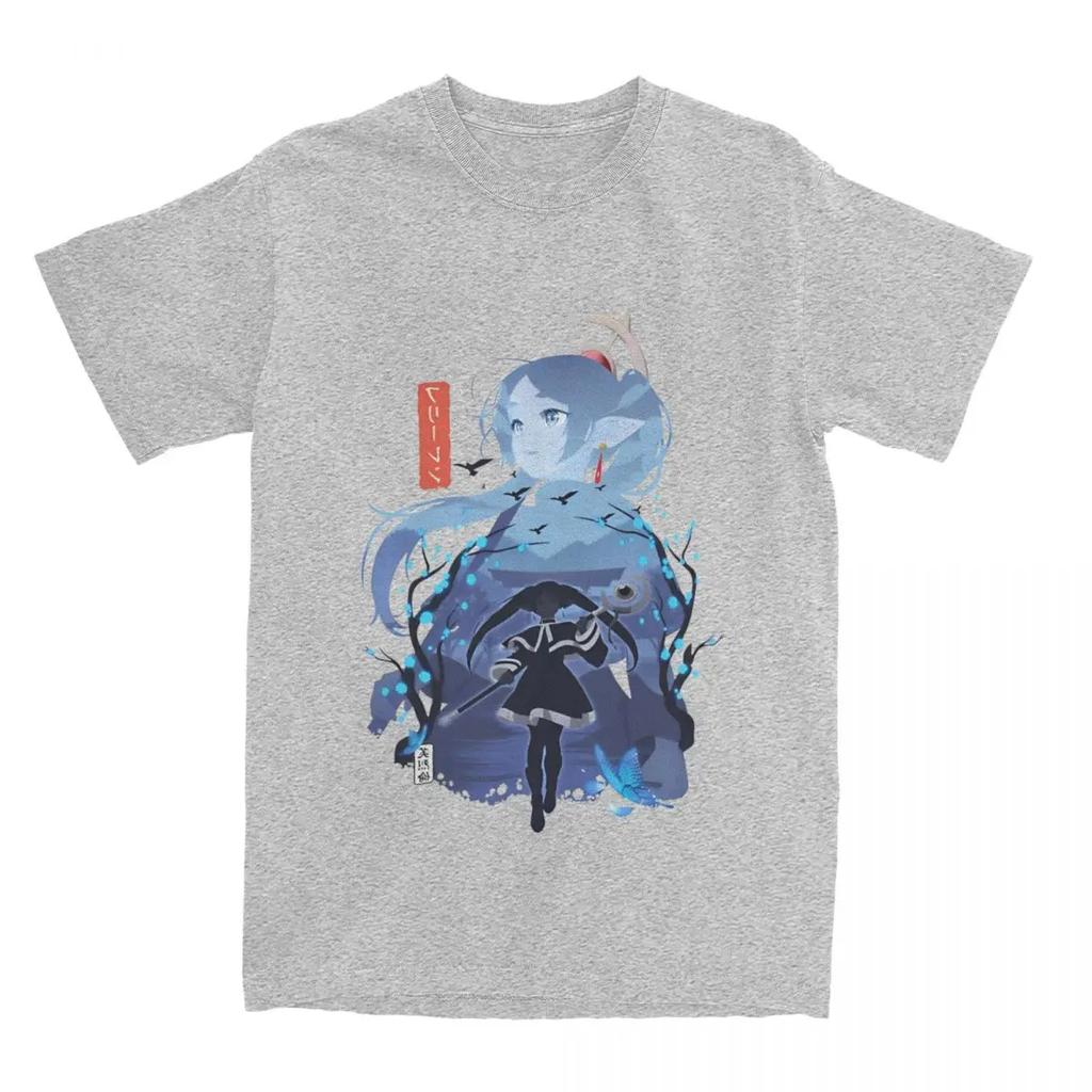Frieren Silhouette Journeys End T-Shirt Men Women Novelty Cotton Tee Shirt Round Collar Short Sleeve T Shirts Gift Idea Clothes