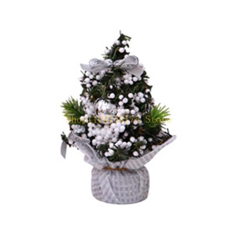 9'' Mini Christmas Tree with Flower Bells Ornaments Xmas Tree Desktop Decoration top sale