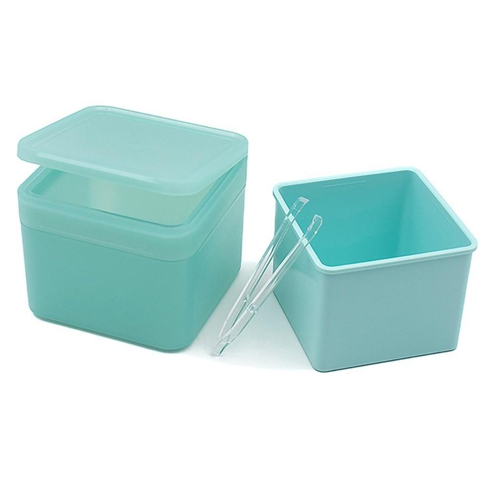 Double Layer Makeup Remover Cotton Box with Tweezers Flip Cover Mini Organizer Box Clear Square Desktop Storage Box