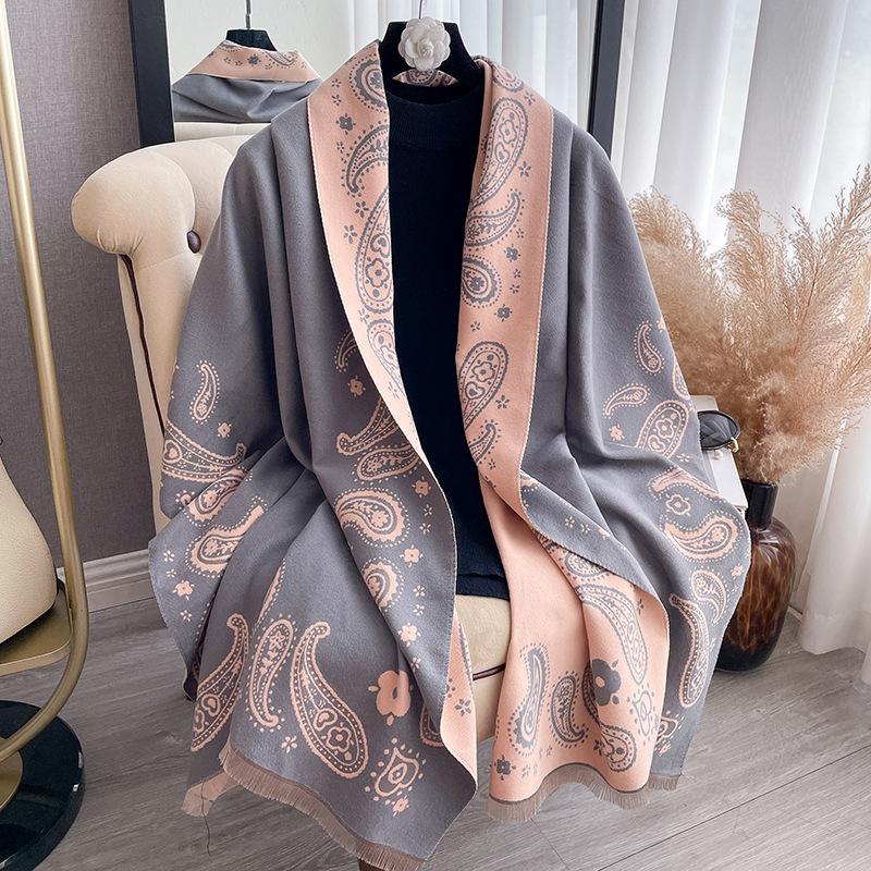 Winter Women Cashmere Scarf Thick Warm Pashmina Shawls Chunky Wraps Jacquard Lady Blanket Echarpe Bufanda Hijab 68*180cm