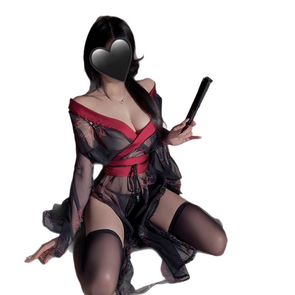 Sexy Japanese Kimono Chiffon Uniform Pure Desire Free Printing Cos Character Clothes Suit